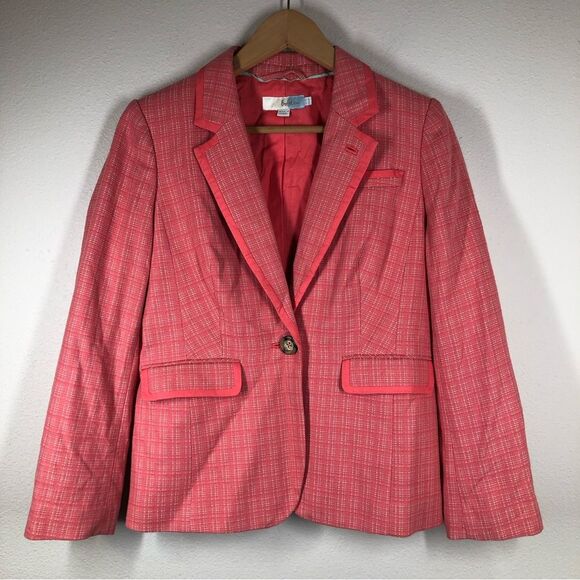 Boden Cora Blazer Jacket One Button Coral Pink Tweed SiE 6P WE388 - Picture 1 of 8
